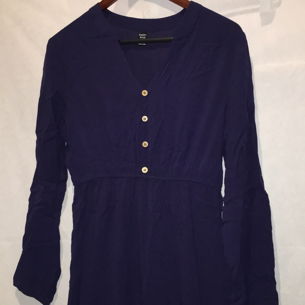 Emery Rose Long Sleeve Tiered Navy Maxi Dress | Size M